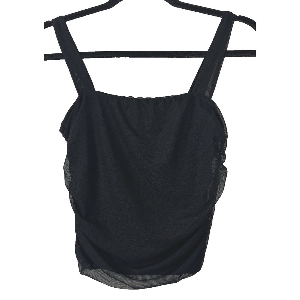 Antistar Medium Crop Tank Black Mesh Ruche Whimsigoth Dark Romantic Fairy Grunge